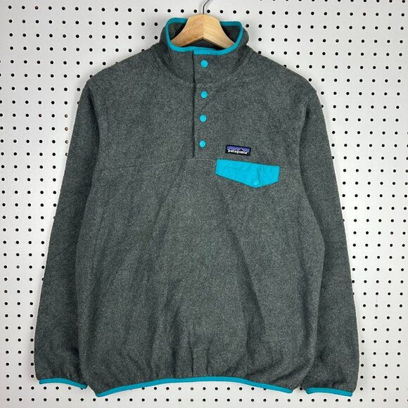 Patagonia Synchilla Snap T Fleece Sweater Women Medium Gray Tiffany 25455 SOFT - Picture 2 of 8